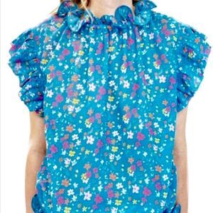 NWOT Olivia James The Label Lily Ruffle Wildflower Floral Top Blouse Shirt XS